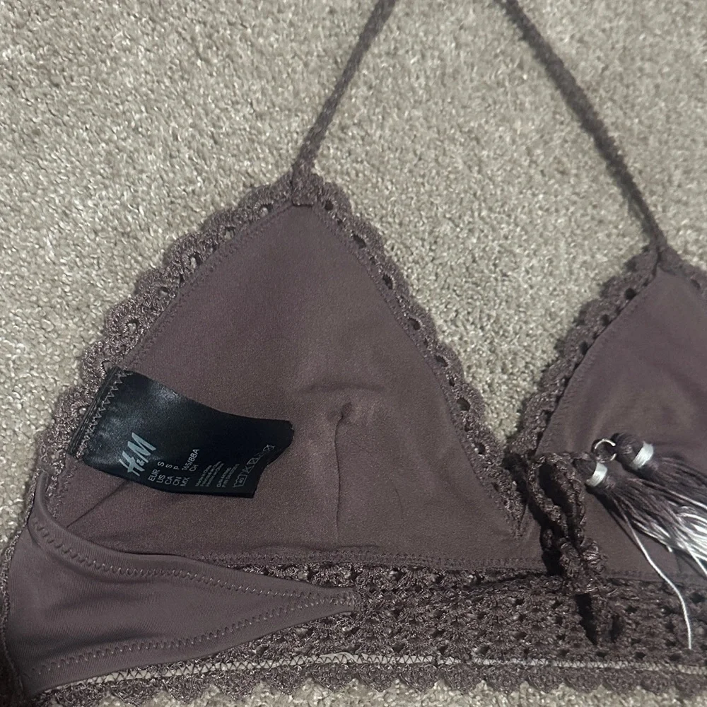 Brown Crochet Halter Swim top